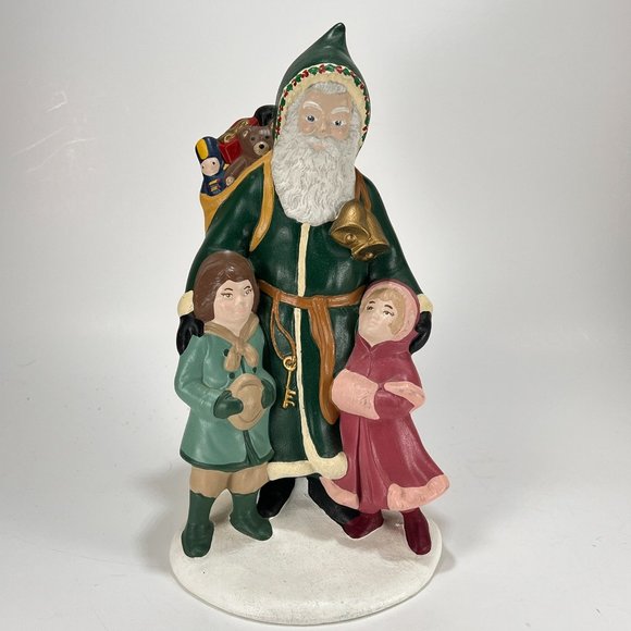 Vtg Old World Santa Claus Provincial Mold Hand Painted Ceramic 90s Christmas - Picture 1 of 14